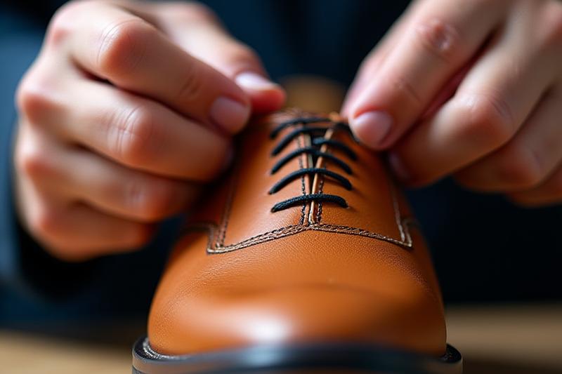 熟練の職人が手作業でソールをウェルティングしている様子